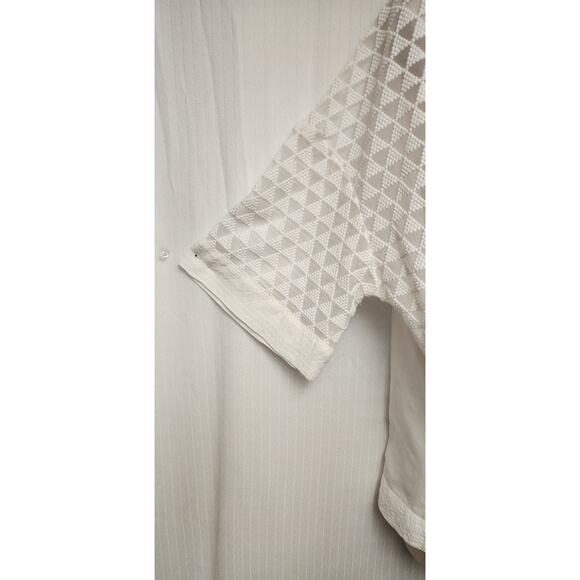 Stylus Round Neck Off White Short Sleeve Blouse Size XL - Picture 6 of 8